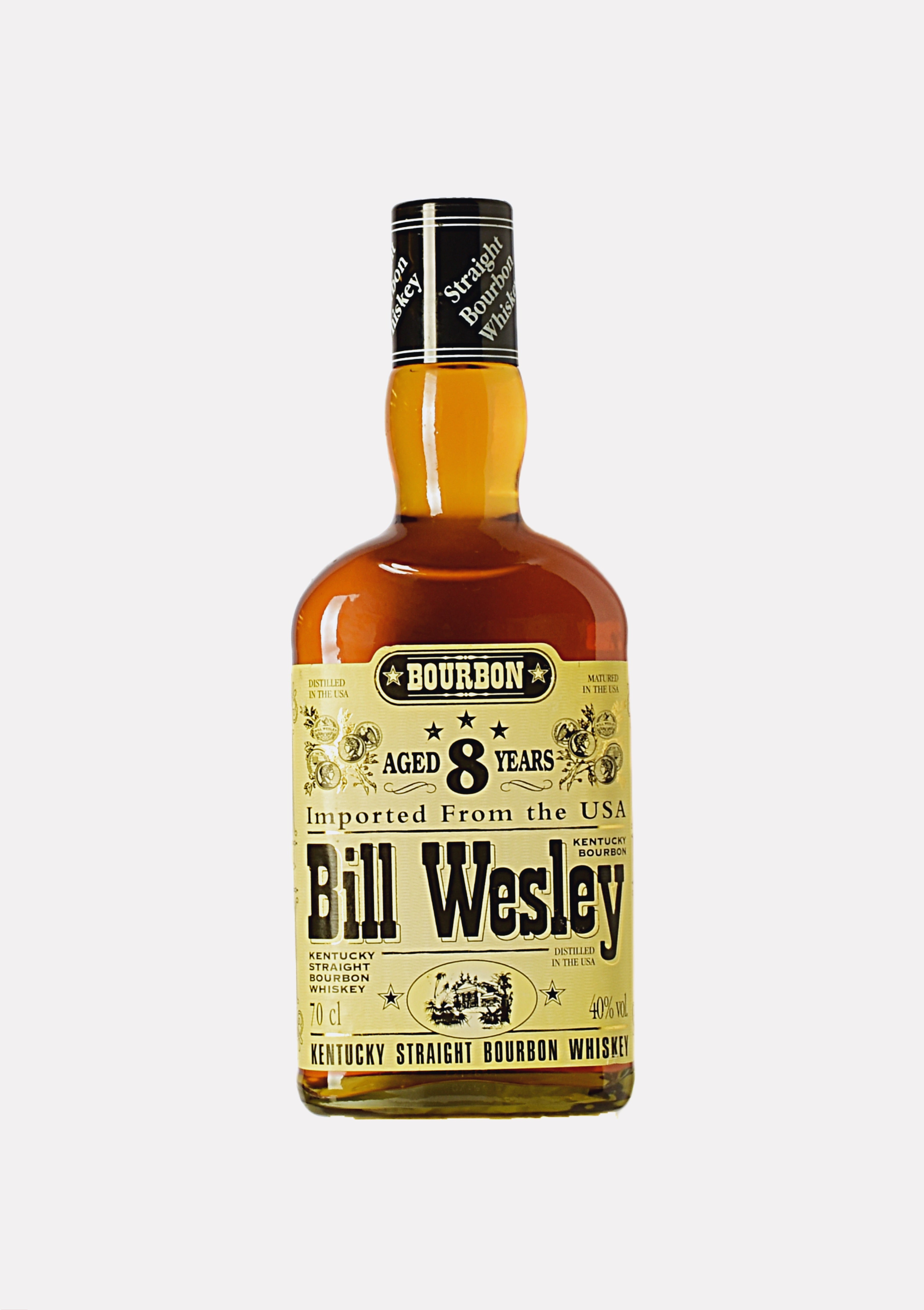 Bill Wesley 8 Years Old Straight Bourbon Whiskey Imported Vintage Label 40%  NV; | Best of Wines