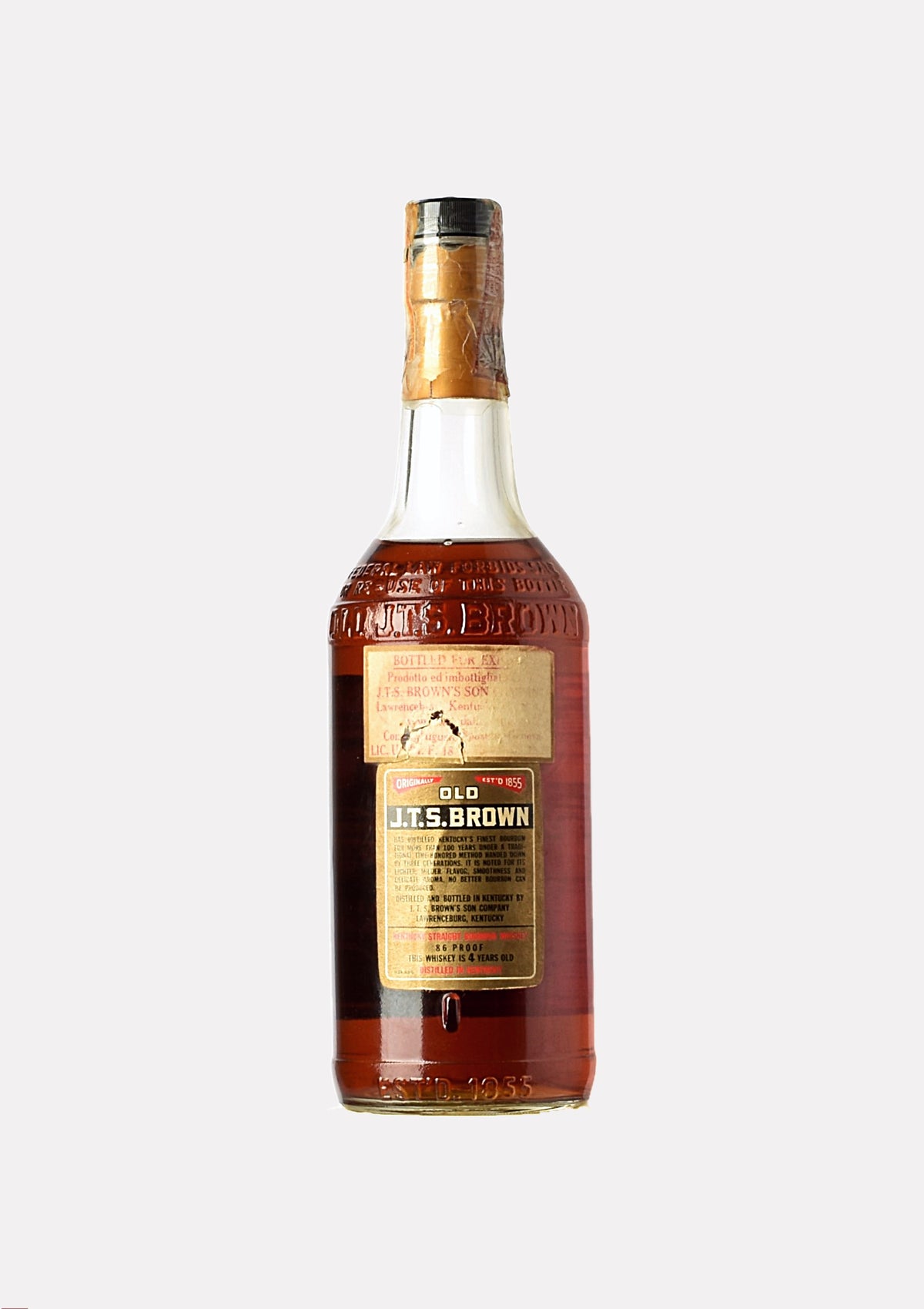 J.T.S. Brown Kentucky Straight Bourbon Whiskey Old Style Destillation 4 Jahre