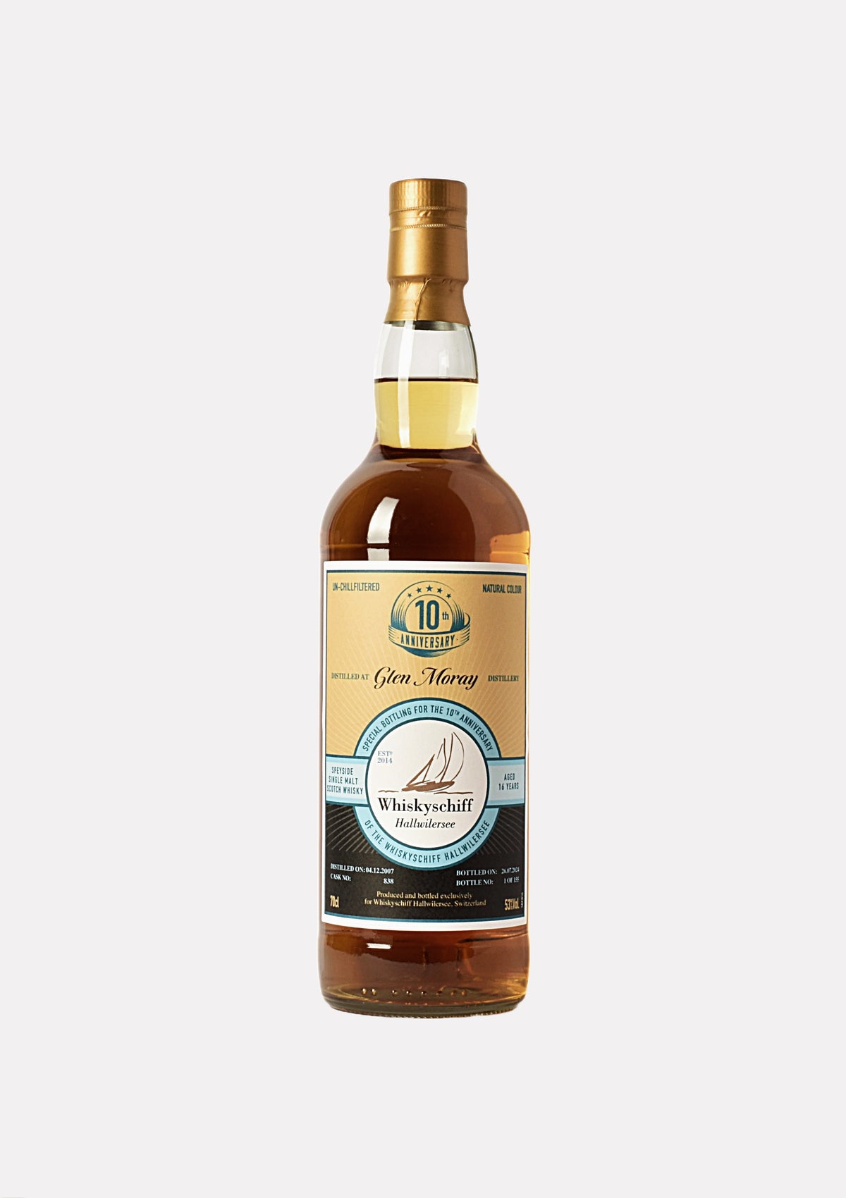 Glen Moray 2007- 2024 16 Jahre 10th Anniversary Whiskyschiff Hallwilersee